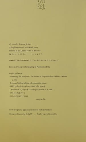 Dreaming the Biosphere: The Theater of All Possibilities cover