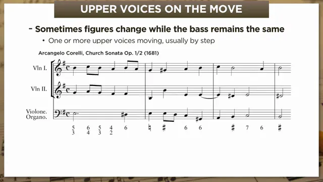 Corelli sonata showing moving figures over held bass