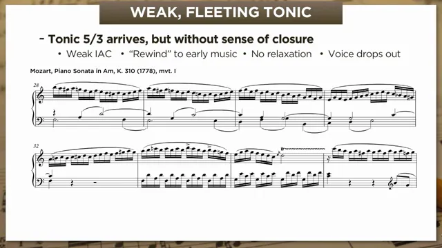 Drop-out cadence, Mozart Piano Sonata