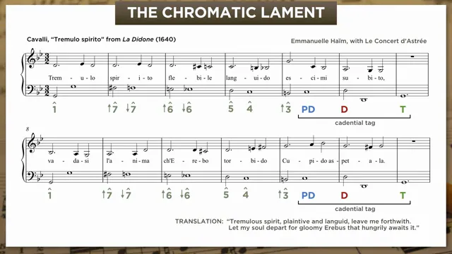 Chromatic lament notation with scale degree arrows