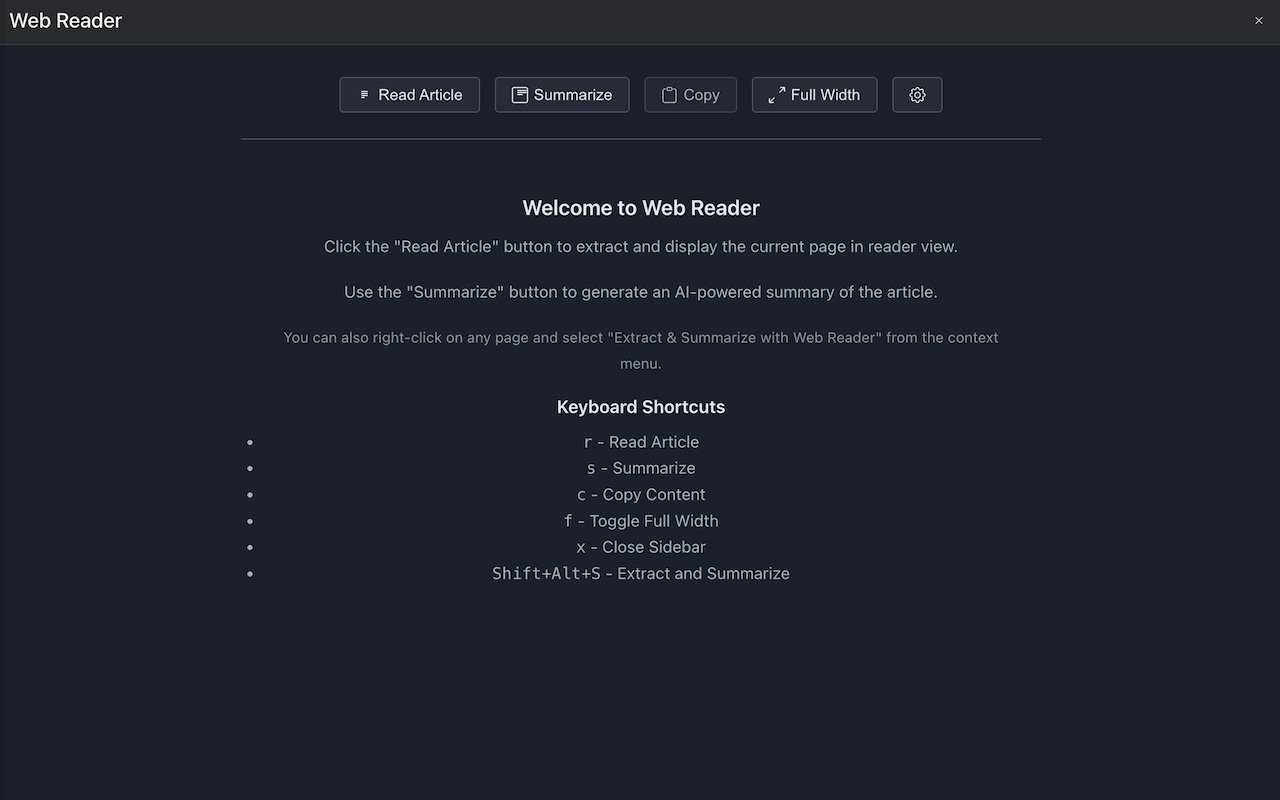 Web Reader screenshot