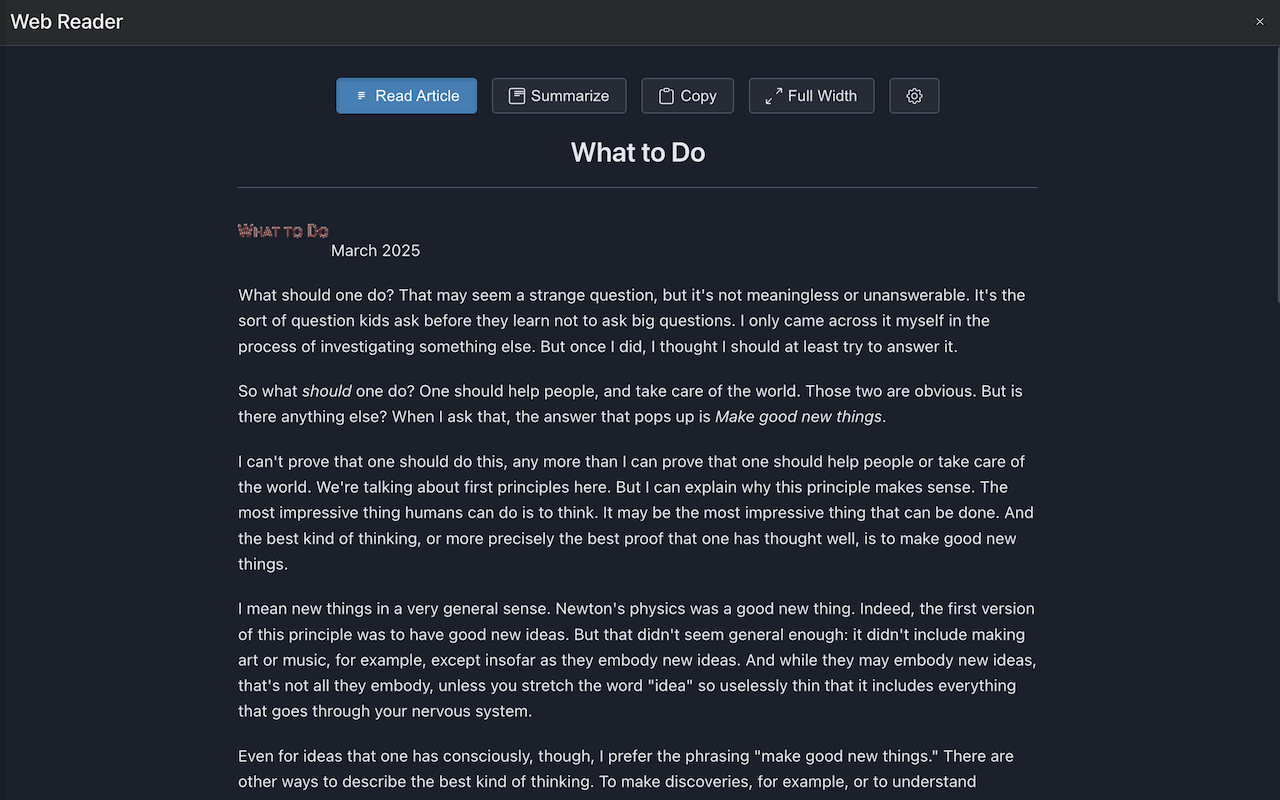 Web Reader screenshot