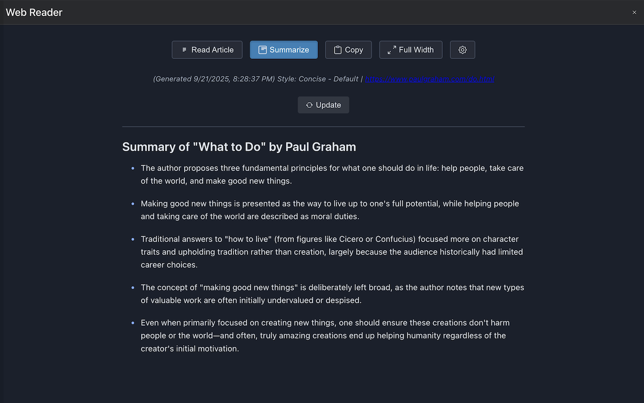 Web Reader screenshot