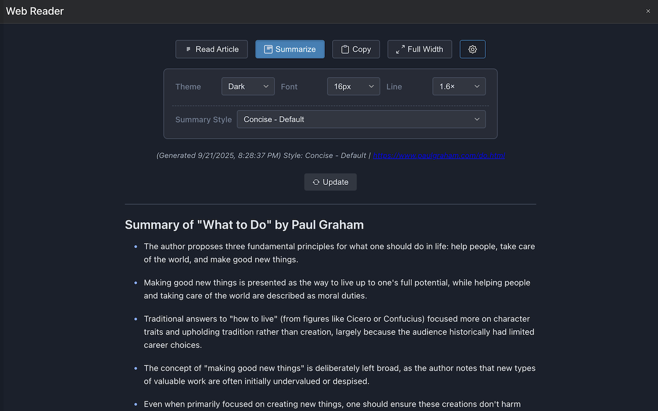 Web Reader screenshot